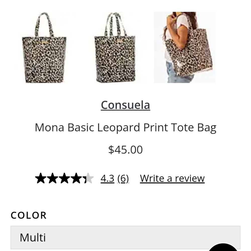 Consuela Mona Leopard Print Basic Tote Bag NWT - image 2
